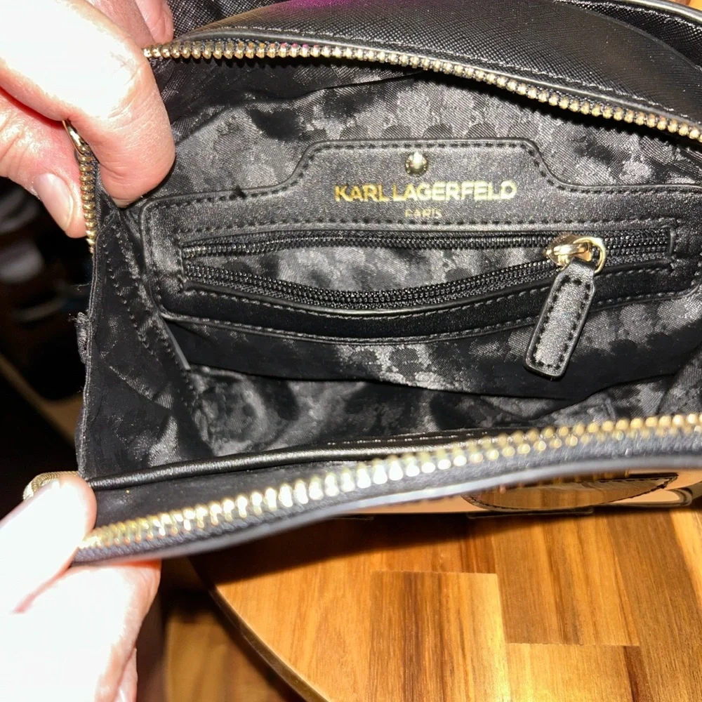 Karl Lagerfeld Black Leather Crossbody - Picture 4 of 8